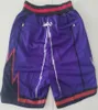 Nya Shorts Team Shorts 9899 Vintage BaseKetball Shorts Zipper Pocket Running Cloths Purple and White Stripe Color Just Done Size4157899