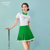 Dresses Love Golf Clothing Women's Shortsleeved Tshirt Fashion Green Lapel Golf Top Ladies Sportswear Slim Breathable Pleated Skirt