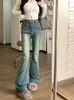 Slergiri Korean Fashion Vintage Flare Jeans Womens Y2k Stretch Slim Trousers Streetwear Casual Ladies Bell Bottom Denim Pants 240306