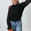 Blouse Women Puff Long Sleeve Chiffon T Shirts Ruffled Mock Neck Swiss Dot Jacquard Blouse Solid Color Casual Loose Keyhole Back Tops