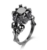 Wedding Rings Punk Jewelry Skull Ring Black Zircon Rhodium Plated Demon Princess Rhinestone Women039s Mens Party Gift Vintage3253046