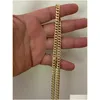 Chains Real 10K Yellow Gold Plated Mens Miami Cuban Link Chain Necklace Thick 6Mm Box Lock Drop Delivery Jewelry Necklaces Pendants Dhmcg