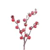 Decorative Flowers 10pcs Artificial Outdoor Red Berries Branches Christmas Snowy Weather Holly DIY Garland Xmas Tree Party Decorations