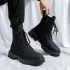 Stivali da uomo di grandi dimensioni stringati scarpe in pelle originali stivali da cowboy di moda di lusso con plateau autunno inverno alti da moto Botas Hombre