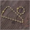 Chaînes 12mm 16-20 pouces plaqué or Bling CZ pierre chaîne de grains de café collier bracelet rappeur bijoux de rue pour hommes cadeau livraison directe Dhy9Z