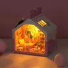 Arquitetura/casa diy mini casa de bonecas construção artesanal rosa coração feminino caixa de leite casa de boneca casa brinquedos em miniatura presentes de aniversário para meninas