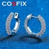 أقراط مسمار Cosfix Luxury 925 Sterling Silver خلق Moissanite Gemstone Hoop مشاركة الزفاف في المجوهرات الراقية بالجملة