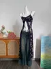 Podstawowe sukienki swobodne kot gos losowy układ retro design uczucie dzieliny z siatki z koronkową sukienką krawędzi wino czerwony czołg