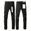 Jeans roxo masculino de alta qualidade Womens Design de moda de moda angustiada Moticoclamenta cargo de jeans feminino para homens calças pretas