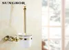 Luxury Golden European Style Brass Crystal Toalettborste Holdergold Plated toalettborste Badrumsprodukter Badillbehör Y209604156