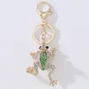 Keychains Unique Crown Frog Crystal Keyring Keychain Fashion Metal Handbag Pendant Purse Bag Buckle Key Chains Holder Accessories 2531