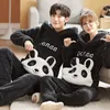 Mulheres sleepwear anime panda casais pijamas terno mulheres homens inverno grosso solto pijamas camisola macio quente com capuz homewear