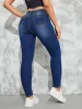 Jeans 2023 Fall Ny hög midja Slim Fit Jeans för kvinnor mode stretch mager denim blyerts byxor casual kläder s2xl drop frakt