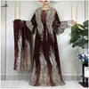 Etniska kläder 2024 Dubai Fashion Print Femme Lång ärm Loose Cotton African Dashiki Elegant Women Abaya Islam Maxi Summer Casual Dresses