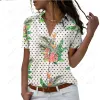 Shirt 2023 Spring And Autumn New Women's Flamingo Hawaiian Short Sleeve Shirt 3D Digital Print Lapel Button Casual Short Sleeve Top