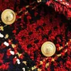 ツイード女性レッド格子縞のブレザー冬のファッションビンテージジャケット女性パッチワークブレザーコートガールズシックな衣装服240226