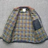 Vestes pour hommes Diamond Check Clamp Veste en coton imperméable avec poche Cargo Manteaux Vintage Casual Vêtements d'extérieur Mâle