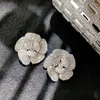 Stud Earrings Crystal For Full Women Oversize Flower Big Party Weddings Jewelry Gifts