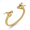 Customized Cool Deer Dragon 18k Gold Bracelet Dubai Gold Animal Dragon Bangle Jewelry