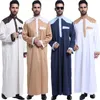 Etnik Giyim Suudi Müslüman Erkekler Kaftan Cüppes Pakistan Geleneksel Uzun Kollu Thobe Arap Abaya Eid Türk Elbise Dubai İslam