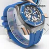 Simpatico orologio da polso AP Orologio da uomo Royal Oak Offshore Meccanico automatico Materiale ceramico 44 diametri Disco blu con datario Cronografo 26405