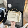 24C Womens Hollow Out Top Metal Handle Totes Cosmetic Case Box Facs with Mirror Gold Matallic Hardware Matelasse Chain Crossbody Counter Pres