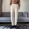 Calças masculinas Primavera / Verão Pequeno Terno Solto e Drapeado Instagram Estilo Hong Kong Perna Reta Larga Chão Arrastando Calça
