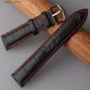 Bracelets de montre 20mm 22mm NOUVEAU Hommes de haute qualité en cuir véritable noir o grain rouge point bande bracelet bracelet de mode ACCESSOIRES HOT L240307