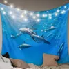 Tapeçarias vida marinha golfinho tapeçaria parede pendurado tecido hippie praia cobertor sala de estar decoração quarto fundo tapete pano cobrindo