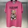 2024 Primavera / Verão Moschinoes Camiseta feminina Teddy Bear mão desenhada esboço impressão solta encaixe unissex manga curta camiseta puro algodão versão moderna yhq