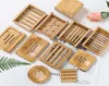 Soap Dish Bamboo Round Storage Holder Square Natural Durable Drain Rack Degradable Eco Friendly Bathroom Accessories2140150