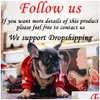 Designer Dog Collar Leases Set Soft Justerbar Classic Printed Plaid läder Pet Collar med blommor för små hundar Chihuahua Dhgsi