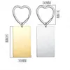 Keychains 100% Stainless Steel Rectangle Key Chain Blank For Engrave Metal Charm Heart Ring Mirror Polished Whole 10pcs336v