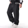 Jeans pour hommes Baggy jambe large droite Street Dance Hip Hop Rap mâle noir pantalon Skateboard pantalon en Denim ample pour hommes vêtements