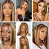 Haar Pruiken Hoogtepunt P4 27 Braziliaanse Remy Korte Bob Ombre Menselijk Blonde Pruik Recht 13x6x1 Lace Front voor Vrouwen 240306