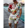 Bloem 3D-print poloshirts shorts sets herenmode bloemen oversized shirt met korte mouwen broek set past heren trainingspak kleding