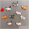 Imãs de geladeira 3D Ímã Geladeira Magnética Gato Kitty Adesivos Adorável Gatinho Bonito Animal Ornamento Drop Delivery Home Garden Dhisa