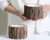 Wooden Plant Pot Vintage Round Table Decorative Style Wooden Flowerpot Fake Tree Bark Succulent Plants Creative Container 2104097326596