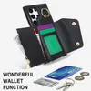 Crossbody PU кожаные карты карманные карманные кошельки для кошелька для Samsung Galaxy S24 Ultra S23 S22 S21 Примечание 20 Кольцевая подставка.