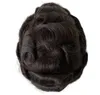 32mm Dalga Hint Bakire İnsan Saç Sistemleri Siyah Renk #1B Knot Pu Toupee 8x10 Beyaz Erkekler İçin Tam Cilt Ünitesi