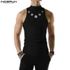 Mężczyźni Tank Tank Solid Color Turtleeck bez rękawów Kamizelki Sumpal Kamizelki Summer Streetwear Men Men Odzież Interoun S-5xl 240229