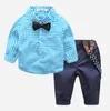 Bebek Erkek Beyefendi Giyim Setleri Bahar Sonbahar Bebek Erkekler Ekose Gömlek Askı Pantolonu 2 PCS Set Çocuk Kıyafetleri1481271