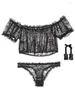 Bh Sets Valentijnsdag Sexy Kanten Pyjama Set Erotische Lingerie Transparant Veeg Borst Panty En Handboeien Driedelige Kawaii Nachtkleding