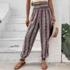 Women's Pants Breathable Trousers Ethnic Style Wide Leg Yoga For Women With High Waist Pockets Athletic Lounge Sweatpants Summer