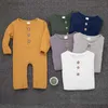 footies ins simple boy girl clothing romper spring fall long long long o-jock solid romper romper levers 100 ٪ cotton baby rompers 0-2t 240306