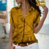 Shirt 2023 sexy vneck blouses abstract printen korte mouw zomer dames vintage elegante tops alledaagse straattrend shirt xs8xl