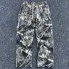 Calças masculinas 2024 moda folha camuflagem estilo funcional streetwear roupas vintage casual sweatpants calças carga para homem