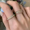 Cluster Rings Light Luxury Simple Elegant Pearl Zircon Open For Women Fashion Shiny Geometric Gold Color Crystal Jewelry