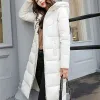 Parkas Lksk 2023 New Winter Park Coat Women's White Thick Warm Down Cotton Coat Fashion Hooded Park Down Windproect Snow Coat