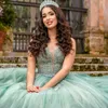 Sparkly Light Green Quinceanera Dresses Ball Off the Shoulder Applique Lace Tulle Prom Dress Party Gowns For 16 Sweet Girls vestidos de 15